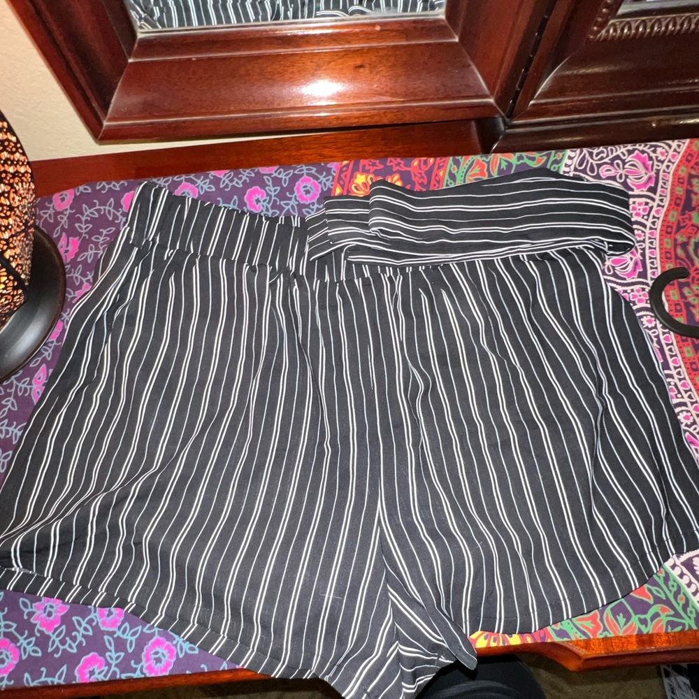 Shein Black and White Striped Shorts